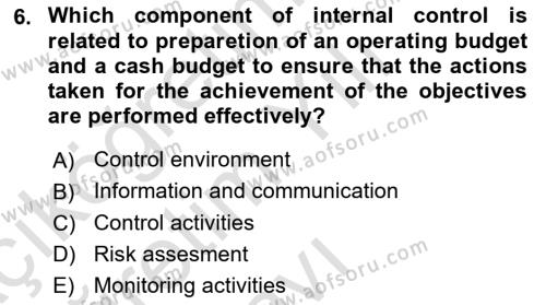 Accounting 1 Dersi 2020 - 2021 Yılı Yaz Okulu Sınavı 6. Soru