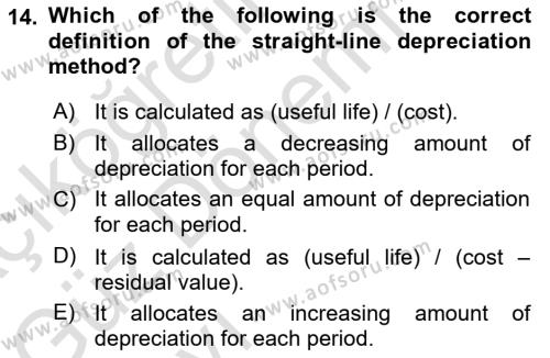 Accounting 1 Dersi 2021 - 2022 Yılı (Vize) Ara Sınavı 14. Soru