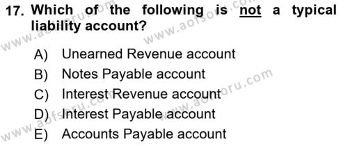 Accounting 1 Dersi 2021 - 2022 Yılı (Vize) Ara Sınavı 17. Soru