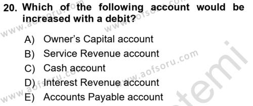 Accounting 1 Dersi 2021 - 2022 Yılı (Vize) Ara Sınavı 20. Soru