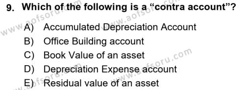 Accounting 1 Dersi 2021 - 2022 Yılı (Vize) Ara Sınavı 9. Soru