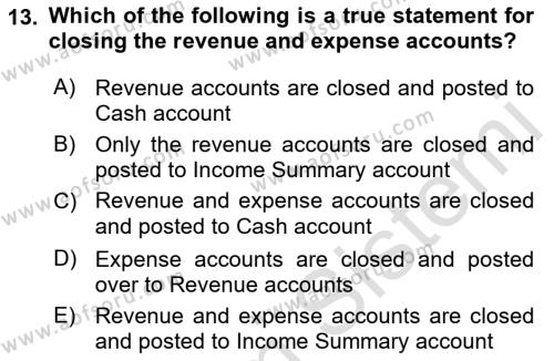 Accounting 1 Dersi 2021 - 2022 Yılı Yaz Okulu Sınavı 13. Soru