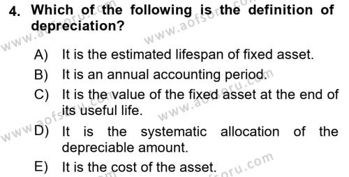 Accounting 1 Dersi 2021 - 2022 Yılı Yaz Okulu Sınavı 4. Soru