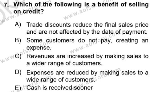 Accounting 1 Dersi 2021 - 2022 Yılı Yaz Okulu Sınavı 7. Soru