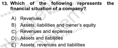 Accounting 1 Dersi 2022 - 2023 Yılı (Vize) Ara Sınavı 13. Soru