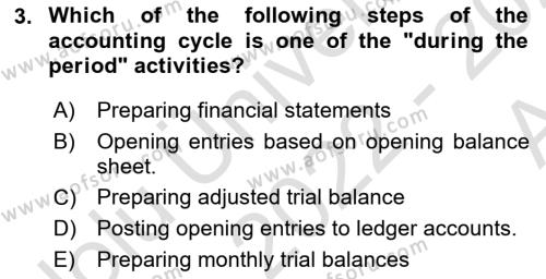 Accounting 1 Dersi 2022 - 2023 Yılı (Vize) Ara Sınavı 3. Soru