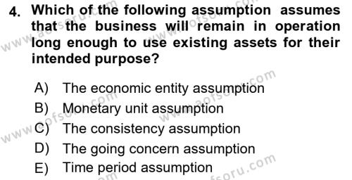 Accounting 1 Dersi 2022 - 2023 Yılı (Vize) Ara Sınavı 4. Soru