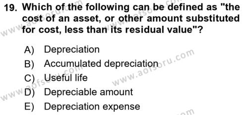 Accounting 1 Dersi 2022 - 2023 Yılı (Final) Dönem Sonu Sınavı 19. Soru
