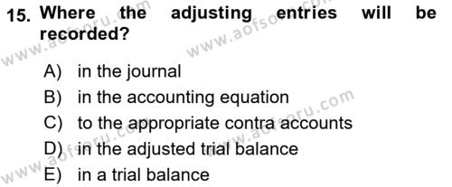 Accounting 1 Dersi 2022 - 2023 Yılı Yaz Okulu Sınavı 15. Soru