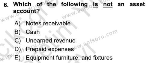 Accounting 1 Dersi 2022 - 2023 Yılı Yaz Okulu Sınavı 6. Soru