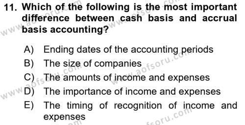 Accounting 1 Dersi 2023 - 2024 Yılı (Vize) Ara Sınavı 11. Soru