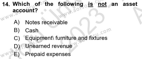 Accounting 1 Dersi 2023 - 2024 Yılı (Vize) Ara Sınavı 14. Soru