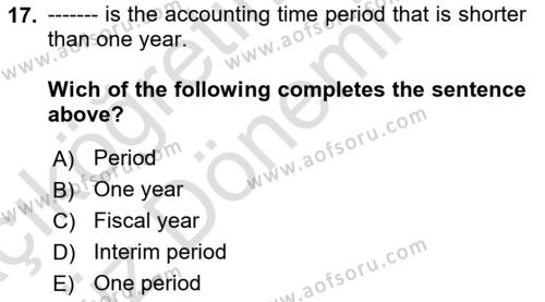 Accounting 1 Dersi 2023 - 2024 Yılı (Vize) Ara Sınavı 17. Soru