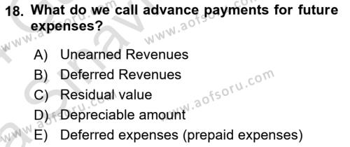 Accounting 1 Dersi 2023 - 2024 Yılı (Vize) Ara Sınavı 18. Soru