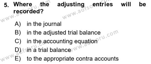 Accounting 1 Dersi 2023 - 2024 Yılı (Vize) Ara Sınavı 5. Soru