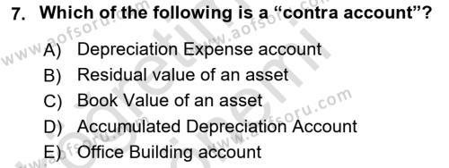 Accounting 1 Dersi 2023 - 2024 Yılı (Vize) Ara Sınavı 7. Soru