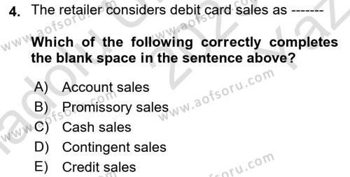 Accounting 1 Dersi 2023 - 2024 Yılı Yaz Okulu Sınavı 4. Soru