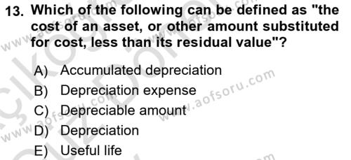 Accounting 1 Dersi 2024 - 2025 Yılı (Vize) Ara Sınavı 13. Soru