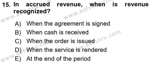 Accounting 1 Dersi 2024 - 2025 Yılı (Vize) Ara Sınavı 15. Soru