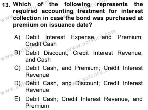 Accounting 2 Dersi 2018 - 2019 Yılı (Vize) Ara Sınavı 13. Soru