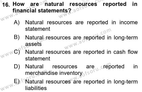 Accounting 2 Dersi 2018 - 2019 Yılı (Vize) Ara Sınavı 16. Soru