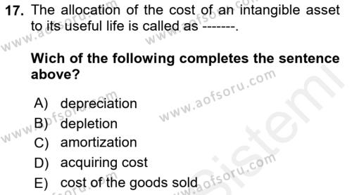 Accounting 2 Dersi 2018 - 2019 Yılı (Vize) Ara Sınavı 17. Soru