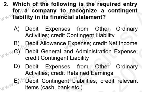 Accounting 2 Dersi 2018 - 2019 Yılı (Vize) Ara Sınavı 2. Soru