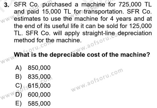 Accounting 2 Dersi 2018 - 2019 Yılı (Vize) Ara Sınavı 3. Soru