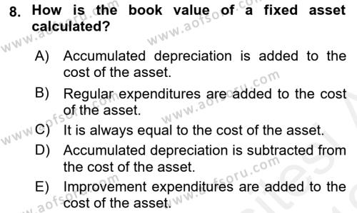 Accounting 2 Dersi 2018 - 2019 Yılı (Vize) Ara Sınavı 8. Soru