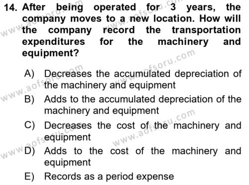 Accounting 2 Dersi 2018 - 2019 Yılı Yaz Okulu Sınavı 14. Soru