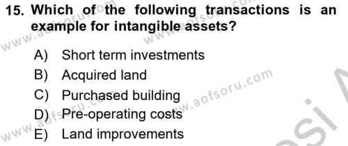 Accounting 2 Dersi 2018 - 2019 Yılı Yaz Okulu Sınavı 15. Soru