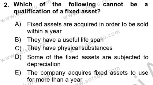 Accounting 2 Dersi 2018 - 2019 Yılı Yaz Okulu Sınavı 2. Soru