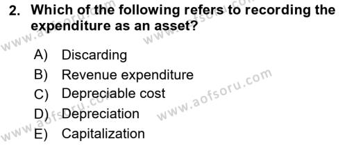Accounting 2 Dersi 2020 - 2021 Yılı Yaz Okulu Sınavı 2. Soru