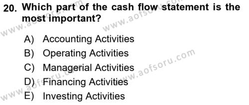 Accounting 2 Dersi 2020 - 2021 Yılı Yaz Okulu Sınavı 20. Soru