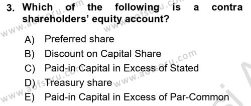 Accounting 2 Dersi 2020 - 2021 Yılı Yaz Okulu Sınavı 3. Soru