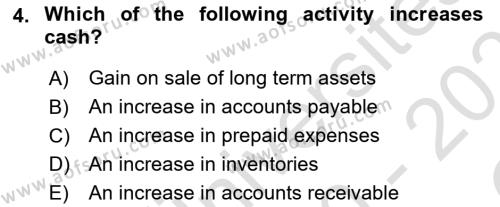Accounting 2 Dersi 2020 - 2021 Yılı Yaz Okulu Sınavı 4. Soru