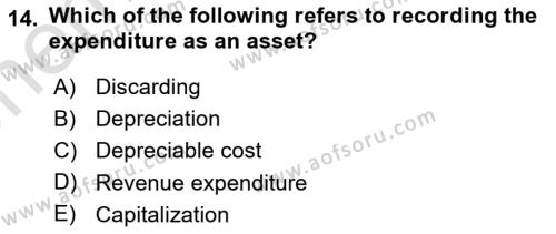 Accounting 2 Dersi 2021 - 2022 Yılı (Vize) Ara Sınavı 14. Soru