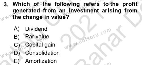 Accounting 2 Dersi 2021 - 2022 Yılı (Vize) Ara Sınavı 3. Soru