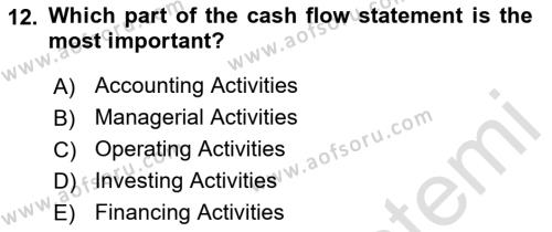 Accounting 2 Dersi 2021 - 2022 Yılı (Final) Dönem Sonu Sınavı 12. Soru