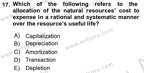 Accounting 2 Dersi 2021 - 2022 Yılı Yaz Okulu Sınavı 17. Soru