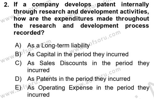 Accounting 2 Dersi 2021 - 2022 Yılı Yaz Okulu Sınavı 2. Soru