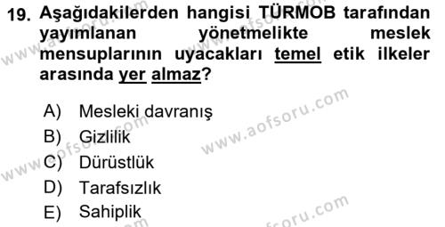 Muhasebe Denetimi Dersi 2023 - 2024 Yılı (Vize) Ara Sınavı 19. Soru