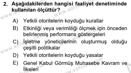 Muhasebe Denetimi Dersi 2024 - 2025 Yılı (Vize) Ara Sınavı 2. Soru