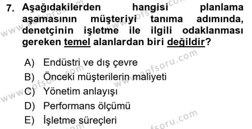 Muhasebe Denetimi Dersi 2024 - 2025 Yılı (Vize) Ara Sınavı 7. Soru