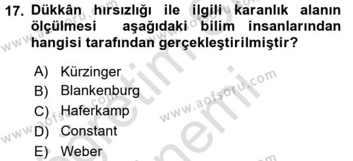 Kriminoloji Dersi 2021 - 2022 Yılı (Vize) Ara Sınavı 17. Soru