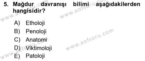 Kriminoloji Dersi 2022 - 2023 Yılı (Vize) Ara Sınavı 5. Soru