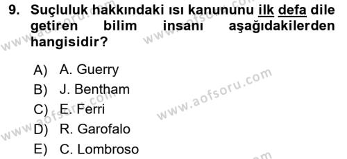 Kriminoloji Dersi 2022 - 2023 Yılı (Vize) Ara Sınavı 9. Soru