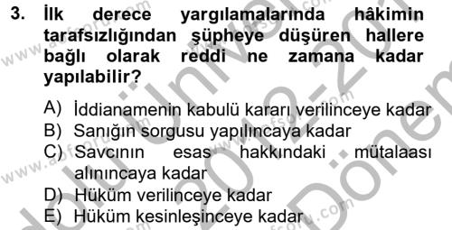 Temel Ceza Muhakemesi Hukuku Bilgisi Dersi 2012 - 2013 Yılı (Final) Dönem Sonu Sınavı 3. Soru