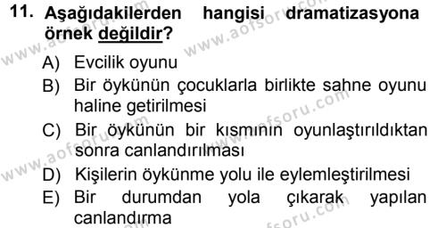 Okulöncesinde Drama Dersi 2012 - 2013 Yılı (Final) Dönem Sonu Sınavı 11. Soru