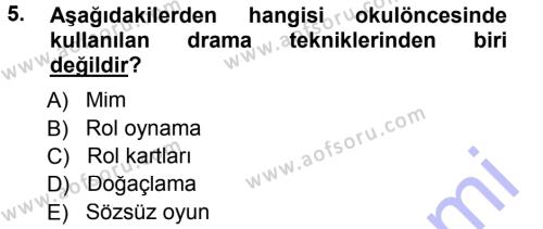 Okulöncesinde Drama Dersi 2012 - 2013 Yılı (Final) Dönem Sonu Sınavı 5. Soru